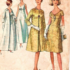 PDF Vintage Sewing Pattern, Ladies Wedding dress with Long Coat, size 14 image 1