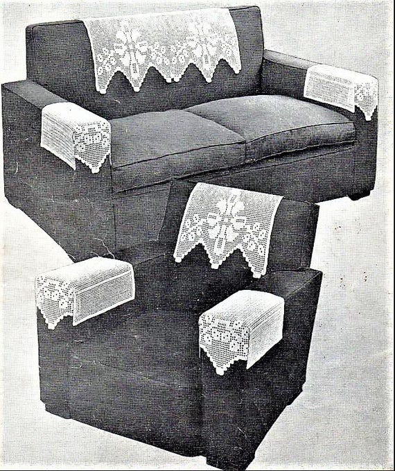 Pdf Crochet Pattern Sette And Arm Rests Chair Back Set In