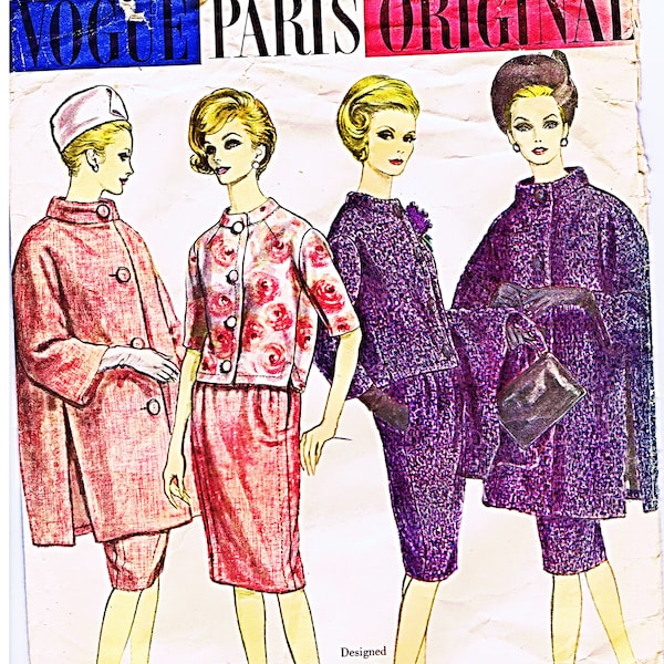 PDF Vintage sewing pattern Vogue paris originals 1041 christian dior. Suit and coat size 18 bust 38 inches