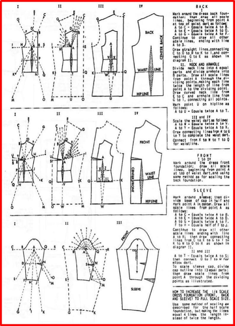 PDF Vintage Dressmaking Sewing Pattern, Ladies Low V Neckline Summer