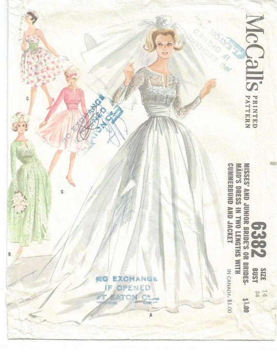 PDF Vintage Mccalls Sewing Pattern 6382 Wedding Dress, Bridal, Evening, Ballgown, Bridesmaid, Size 14 Bust 34ins Reproduced - Etsy PDF Vintage Mccalls Sewing Pattern 6382 Wedding Dress, Bridal, Evening, Ballgown, Bridesmaid, Size 14 Bust 34ins Reproduced - Etsy