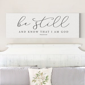 Be Still And Know That I Am God Sign, Scripture Canvas Wall Art, | Bible Verse Framed Christian Wall Art Sign | Farmhouse, Psalm 46:10