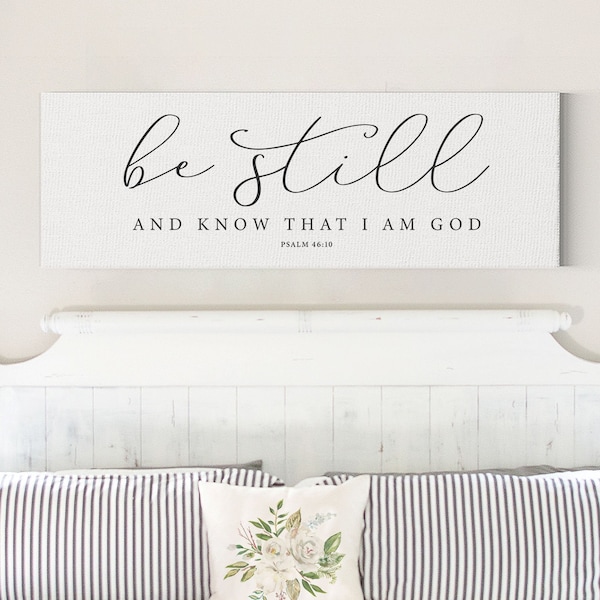 Soyez immobile et sachez que je suis Dieu Signe, Écriture Toile Mur Art, | Bible Verse Encadré Christian Wall Art Sign | Ferme, Psaume 46:10