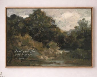 Salmo 32:8 - Paisaje vintage, decoración de pared con escrituras cristianas