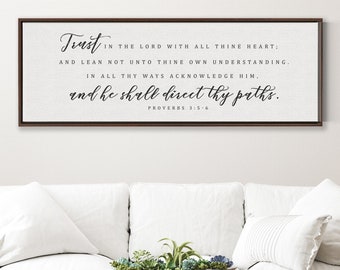 Trust In The Lord With All Thine Heart | Scripture Sign | Christian Wall Decor | Bible Verse Sign |Proverbs 3:5-6 Sign With Frame Options