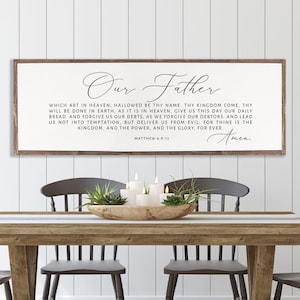 OUR FATHER, Which Art in Heaven Rustic Wood Sign | Christian Wall Art | Farmhouse Wood Sign | Scripture Wall Art | Our Father Prayer