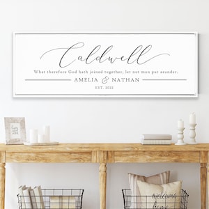Personalized Family Name Sign: Framed Canvas Husband & Wife Decor