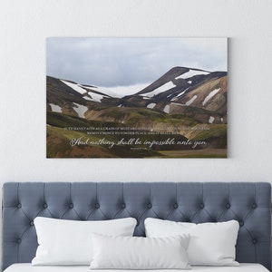 Scripture Wall Art | Matthew 17:20 | Scripture Canvas | Christian Art | Wall Art | Christian Painting | Faith Can Move Mountains
