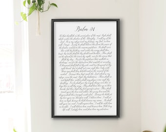 Psalm 91 Scripture Canvas Wall Art: Christian Home Decor