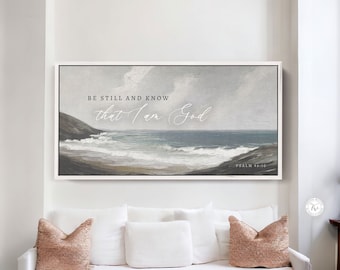 Christian Wall Art | Be Still and Know That I Am God, Vintage oil Painting Print on Canvas | Wall Art | Psalm 46:10 Scripture Wall Art |
