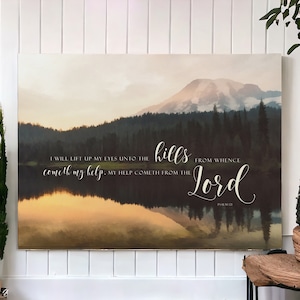 I Will Lift Up My Eyes To The Hills Sign, Scripture Canvas Wall Art, Home Decor Sign, Scripture Canvas, Bible Verse Sign, Scripture Wall Art