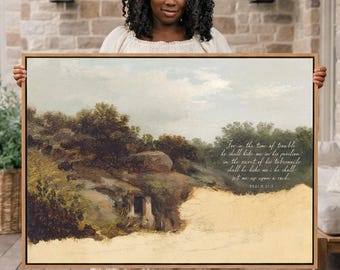 For in the Time of Trouble - Christian Canvas Wall Art – Psalm 27:5 - Scripture Decor