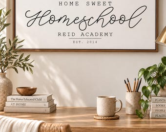 Personalized Home Sweet Homeschool Rustic Wood Sign