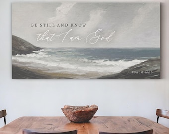 Christian Wall Art | Be Still and Know That I Am God, Vintage oil Painting Print on Canvas | Wall Art | Psalm 46:10 Scripture Wall Art |