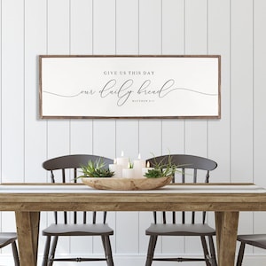 OUR DAILY BREAD, Give Us This Day, Rustic Wood Sign | Christian Wall Art | Farmhouse Wood Sign | Scripture Wall Art | Christian Wall Art