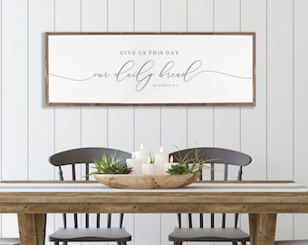 Rustic Wood Sign: Our Daily Bread Christian Farmhouse Wall Art