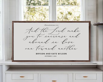 Personalized Christian Scripture Wood Sign | 1 Thessalonians 3:12