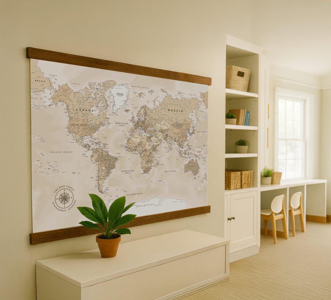 Personalized Canvas World Map: Rustic Family Name Travel Tapestry - Etsy
