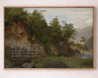 Psalm 18:2 Canvas Art – Vintage Christian Scripture Wall Decor
