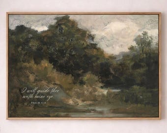 Psalm 32:8 Canvas Art – Vintage Landscape, Christian Scripture Wall Decor