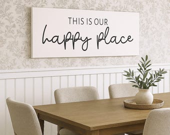 This Is OUR HAPPY PLACE Sign Farmhouse | Family Room decor | framed Wood Sign | Family Room Sign | This Is Our Happy Place | Farmhouse Sign