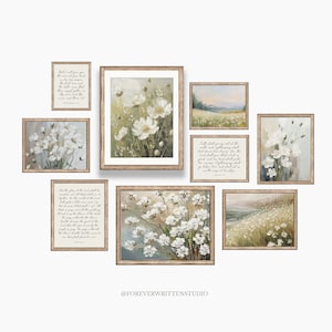 Christian Gallery Art Set, Light Naturals | A Light Vintage Floral Set of Prints for Digital Download | Neutral Tone Printable Wall Art