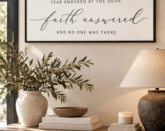 Faith Answered Wall Art, Christian Canvas Sign, Inspirational Faith Quote, Framed Scripture Decor, Christian Home Wall Decor