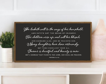 Proverbs 31 Christian Wood Sign: Scripture Wall Art