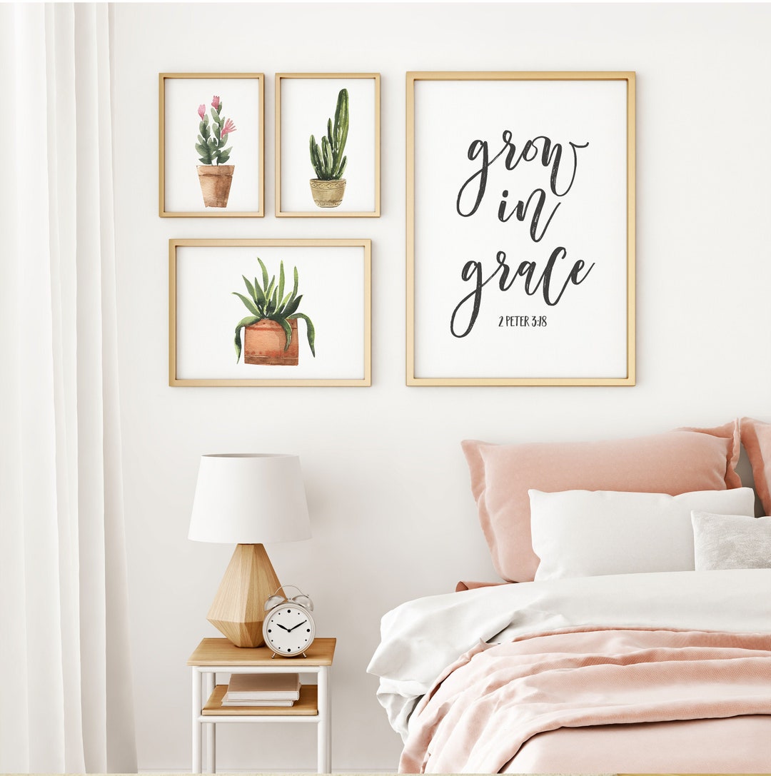 Bible Verse Printable - Grow in Grace Watercolor Print Set | Christian ...