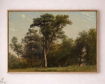 Crecerán como los cedros - Lienzo con paisaje vintage - Decoración de pared escénica atemporal