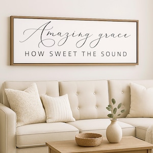 Amazing Grace How Sweet The Sound Sign Farmhouse | CHRISTIAN WALL ART | Home Décor | framed Wood Sign | Family Room Sign | Farmhouse Sign