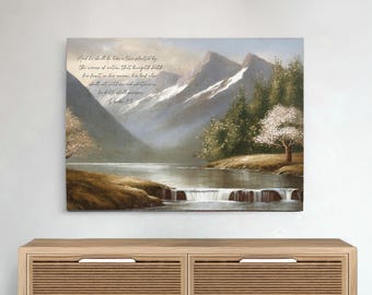 Christian Wall Art | And He Shall Be Like A Tree | Modern Landscape Wall Art | Vintage Art Print | Scripture Wall Art | Christian Home Decor