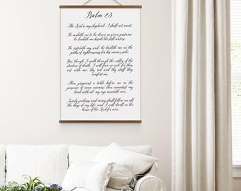 Psalm 23 Scripture Hanging Canvas: Christian Wall Decor