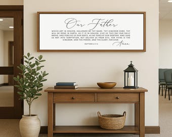 Rustic Wood Our Father Prayer Sign: Christian Farmhouse Wall Art