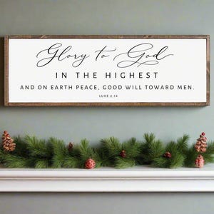 Glory to God in the Highest - Christmas Home Décor, Modern Farmhouse Wood Sign | Large Christmas sign | Christmas Décor, Christian Wall Art