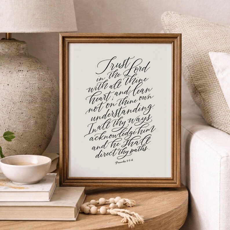 Trust In Calligraphy Trust in the Lord | Christian Scripture Wall Art | Digital Download - Etsy