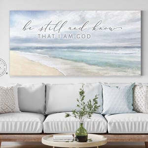 Coastal Beach Canvas Wall Art: Christian Scripture Print