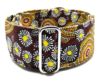 Indigenous Aboriginal Martingale Dog Collar or Matching Sets,  Greyhound Sighthound Collar - Bush Onion Dreaming
