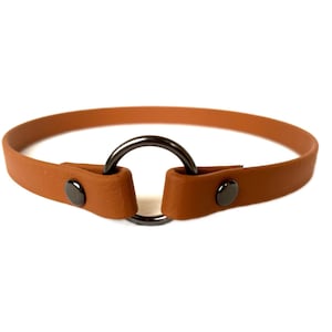 Biothane Vegan Leather Pet Collar, Biothane ID Tag Collar, House Collar, Dog Collar - Thin Collar - Cinnamon