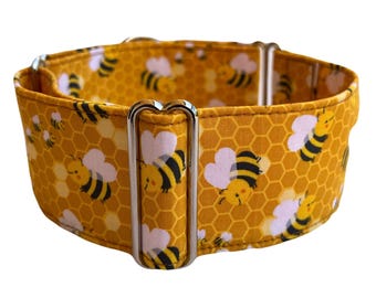 Martingale Dog Collar, 1.5 or 2” wide, House Collar & Lead Sets, Greyhound, Sighthound Collar - Bee Pawsative