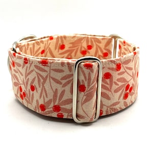 Martingale antisliphalsband, 1,5 of 2 inch breed, windhondhalsband, windhond, Whippet-halsband - blush lel