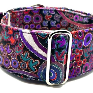 Indigenous Aboriginal Martingale Dog Collar or Matching Sets,  Greyhound Sighthound Collar - Emu Dreaming 2