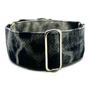 Martingale Dog Collar, 1.5” or 2” Wide, Sighthound Dog Collar, Greyhound, Whippet Collar - Night Cloud