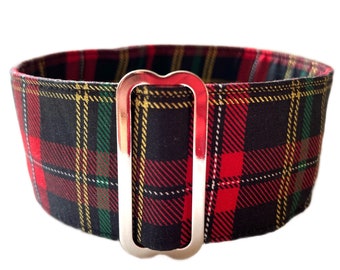 Martingale Dog Collar 1.5” or 2” Wide, or matching House Collar & Leads, Greyhound, Whippet or Sighthound - Traditional Tartan