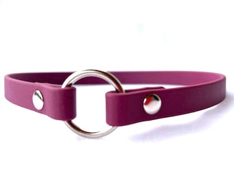 Biothane ID Tag  Collar, House Collar, Vegan Leather Pet Collar, Thin  Collar - Wine