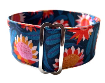 Jocelyn Proust Martingale Dog Collar, 1.5 or 2” wide, House Collar & Lead Sets, Greyhound, Sighthound Collar - King Protea