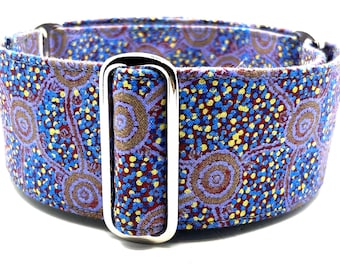 Indigenous Aboriginal Martingale Dog Collar or Matching Sets,  Greyhound Sighthound Collar - Goanna Dreaming 2