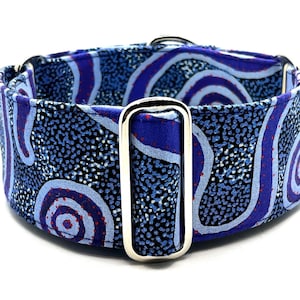 Indigenous Aboriginal Martingale Dog Collar or Matching Sets,  Greyhound Sighthound Collar - Snake Dreaming 2