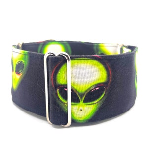 Martingale Dog Collar, 2” Wide, Greyhound, Whippet, Sighthound Dog Collar - Aliens