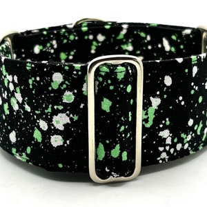 Martingale No-Slip Collar, 1.5” or 2” Wide, Sighthound Dog Collar, Greyhound, Whippet Collar - Splatterful